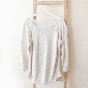 LOFT PLUS SWEATER WOMENS SZ 16/18 BEIGE MULTICOLOR SPECKLED BOATNECK
